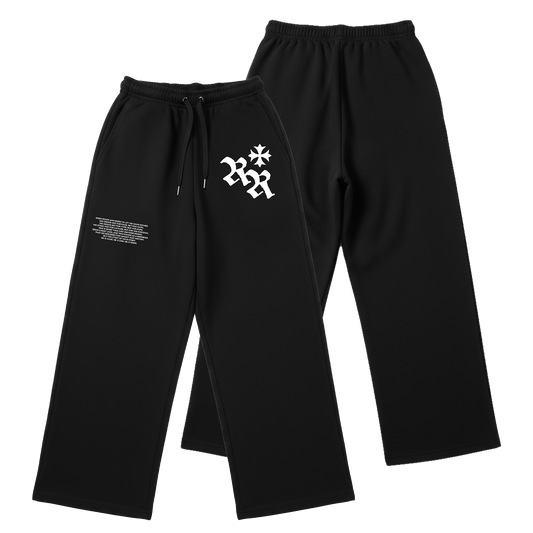 RISEN ROOTS - "REBORN | WIDE SWEATPANTS" - Color: BLACK