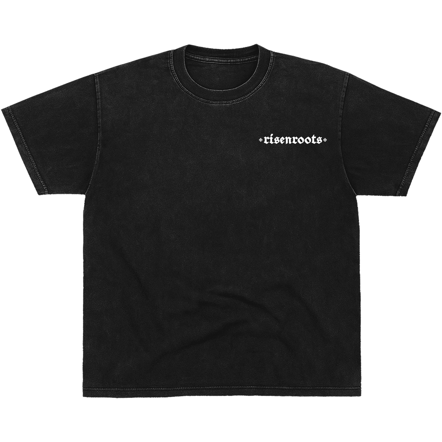 RISEN ROOTS - "REBORN | T-SHIRT " - Color: ACID WASHED BLACK