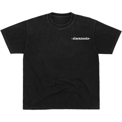 RISEN ROOTS - "REBORN | T-SHIRT " - Color: ACID WASHED BLACK