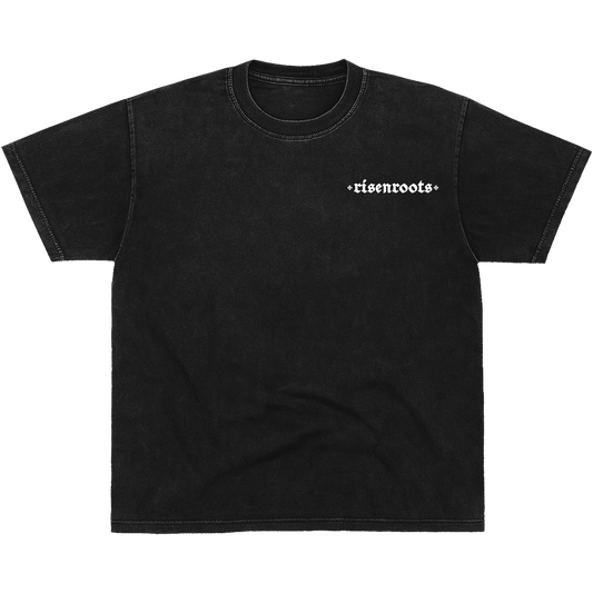 RISEN ROOTS - "REBORN | T-SHIRT " - Color: ACID WASHED BLACK