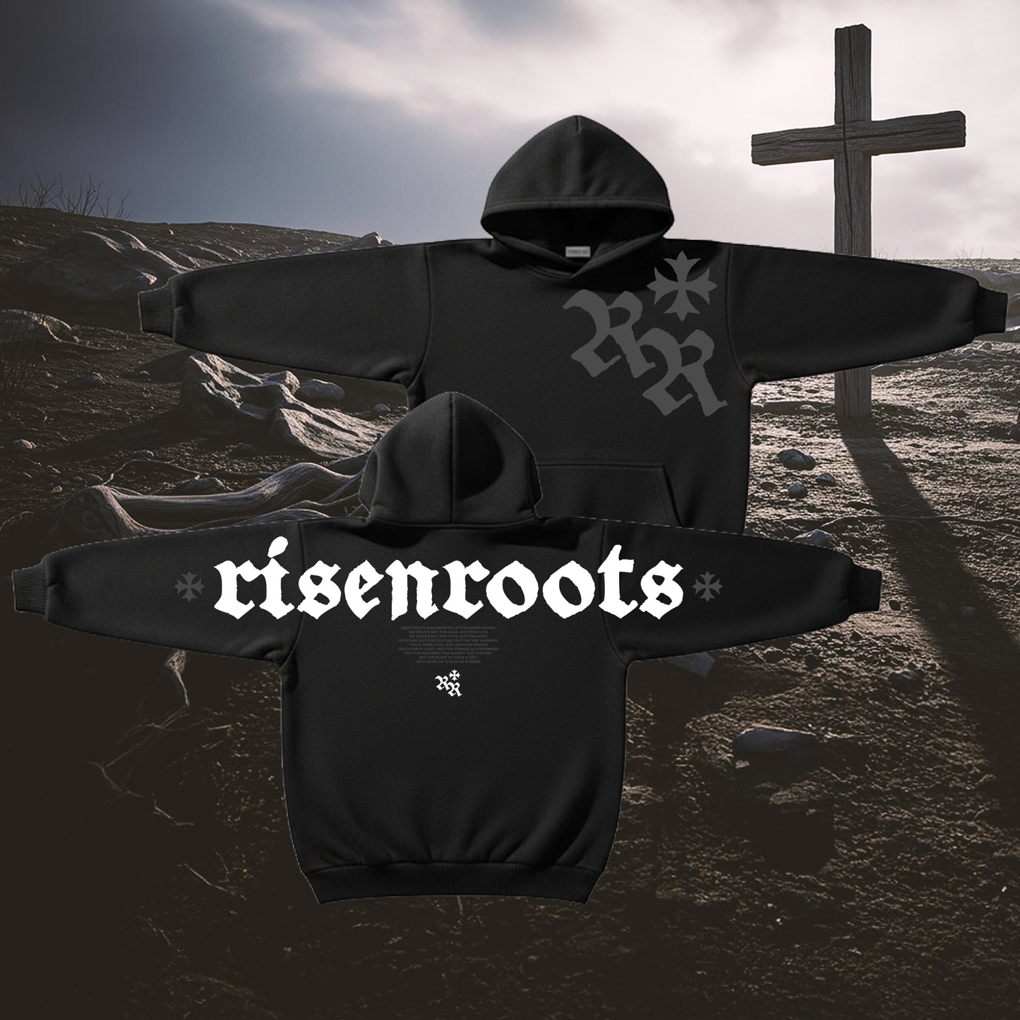 RISEN ROOTS - "REBORN | HOODIE JACKET" - Color: BLACK