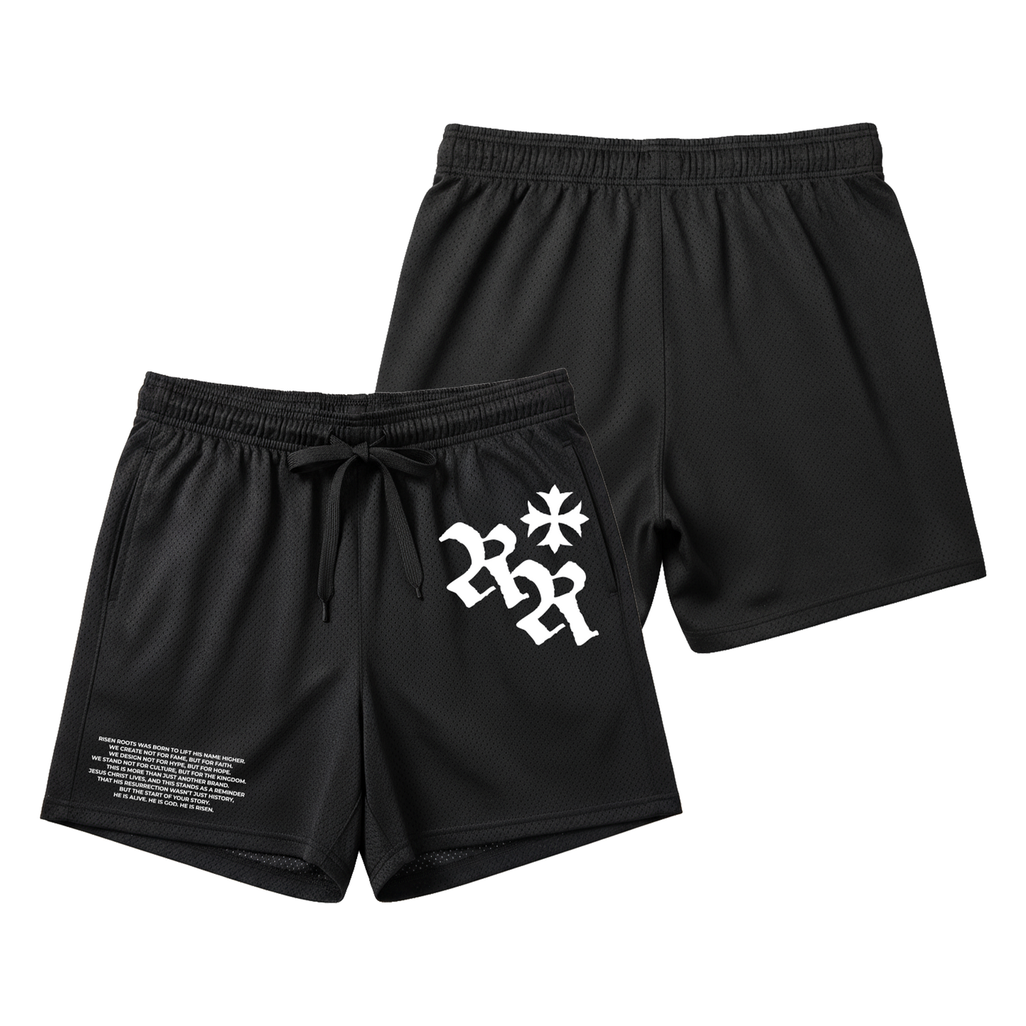 RISEN ROOTS - "REBORN | MESH SHORT" - Color: BLACK