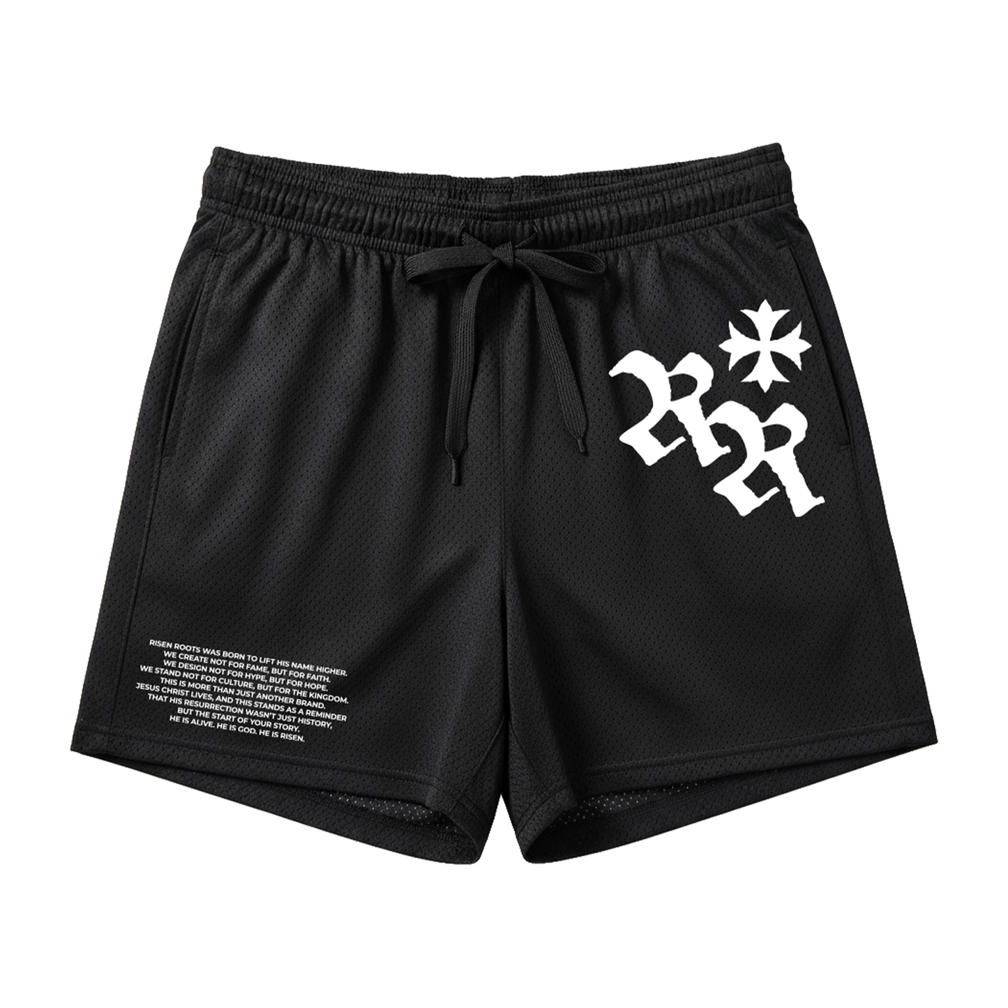 RISEN ROOTS - "REBORN | MESH SHORT" - Color: BLACK