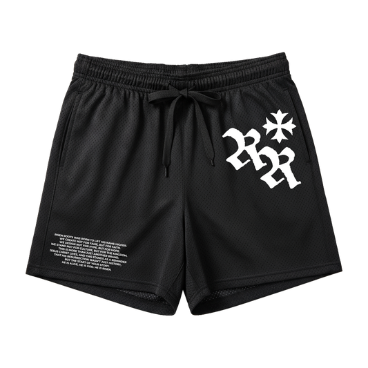 RISEN ROOTS - "REBORN | MESH SHORT" - Color: BLACK