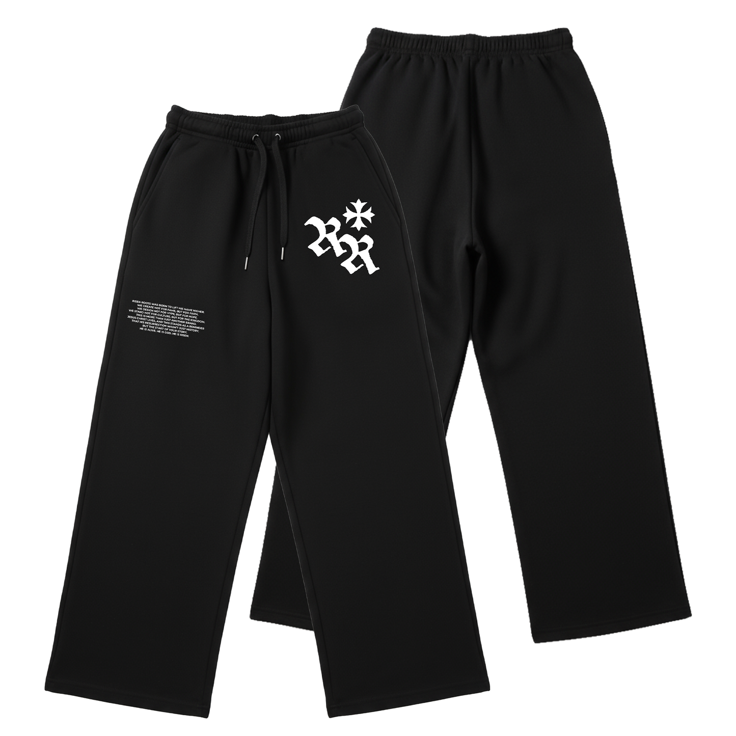 RISEN ROOTS - "REBORN | WIDE SWEATPANTS" - Color: BLACK