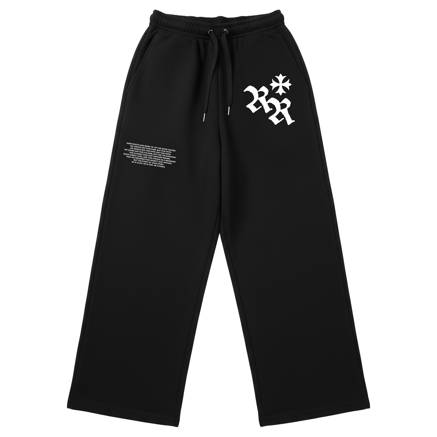 RISEN ROOTS - "REBORN | WIDE SWEATPANTS" - Color: BLACK